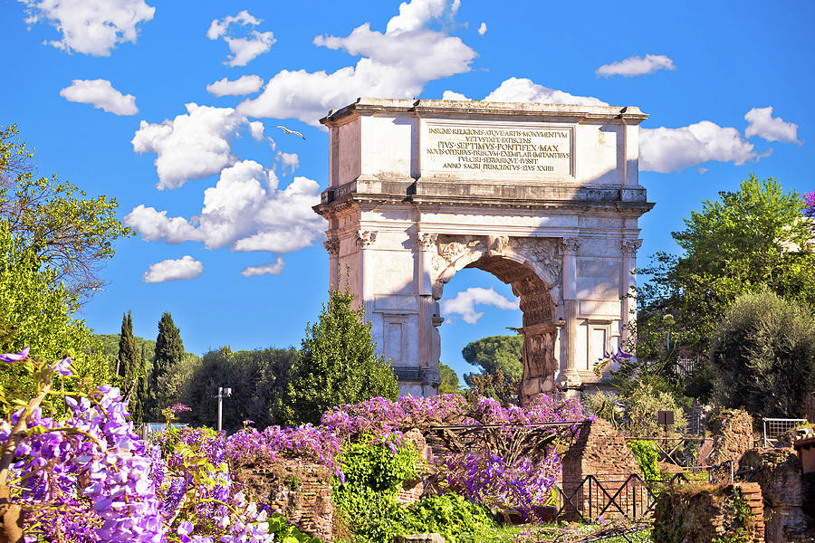 Architecture Photograph - Eternal city of Rome. Arch of Titus in Forum Romanum historical  by Brch Photography