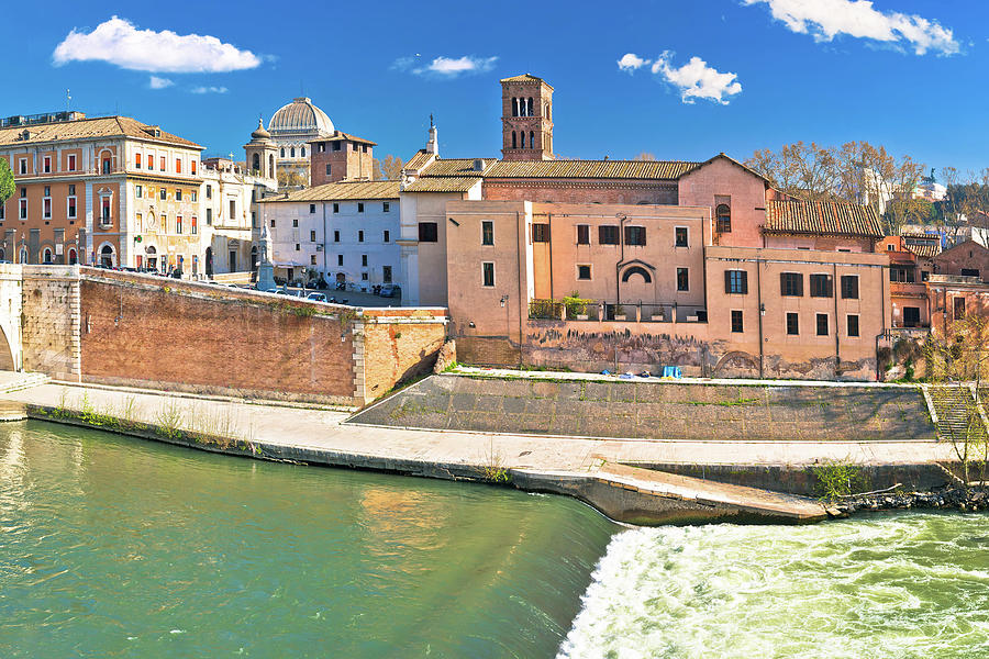 Eternal City Of Rome. Tiber River Island In Rome Waterfront View Photograph