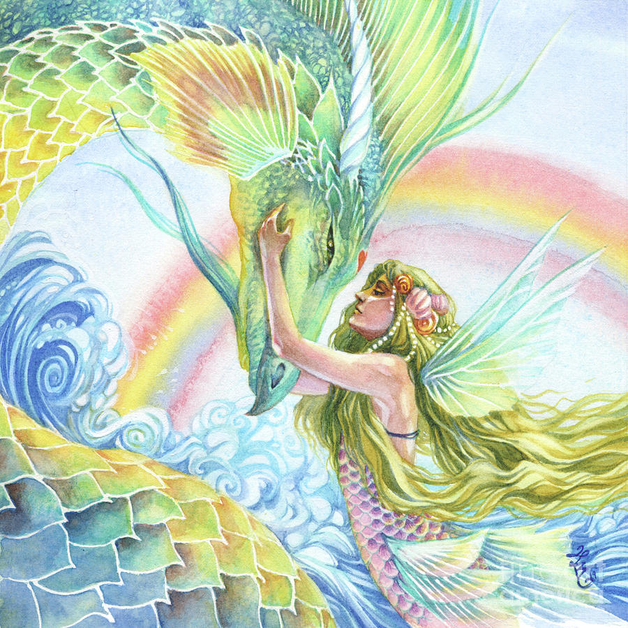 Mermaid Painting - Eternal Companions by Sara Burrier