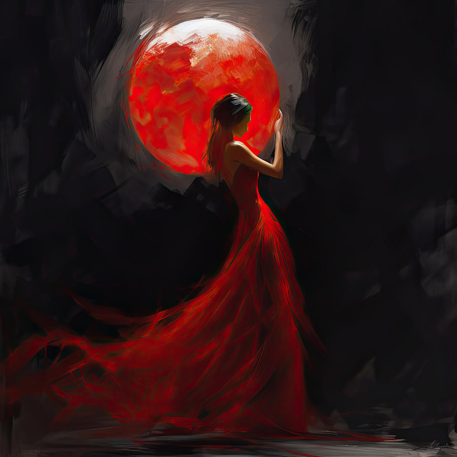 Lady In Red Digital Art - Eternal Enchantment by Lourry Legarde