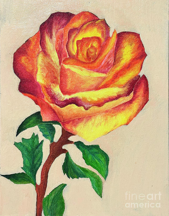 Eternal Flame - Radiant Rose in Oil Painting by Dejan Jovanovic