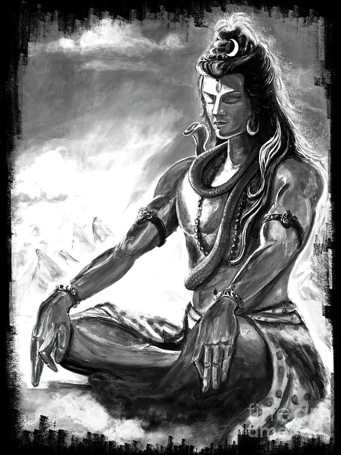 Eternal Shiva in Eternal meditation Black and Painting by Matilda Mark ...