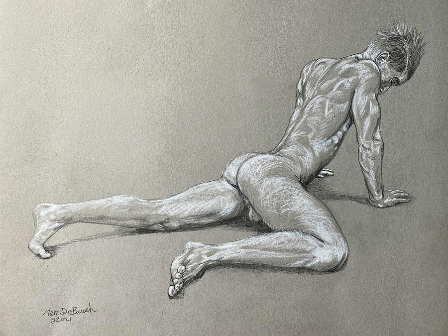 Ethan Stretching Drawing by Marc DeBauch