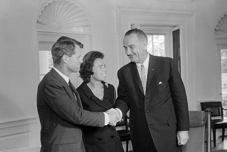 Ethel and Bobby Kennedy With LBJ - White House - 1964 Photograph by War Is Hell Store