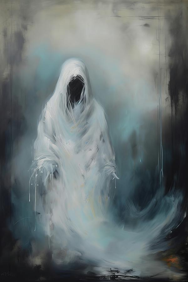 Ethereal Apparition - Ghostly Figure in White Oil Painting Painting by ...