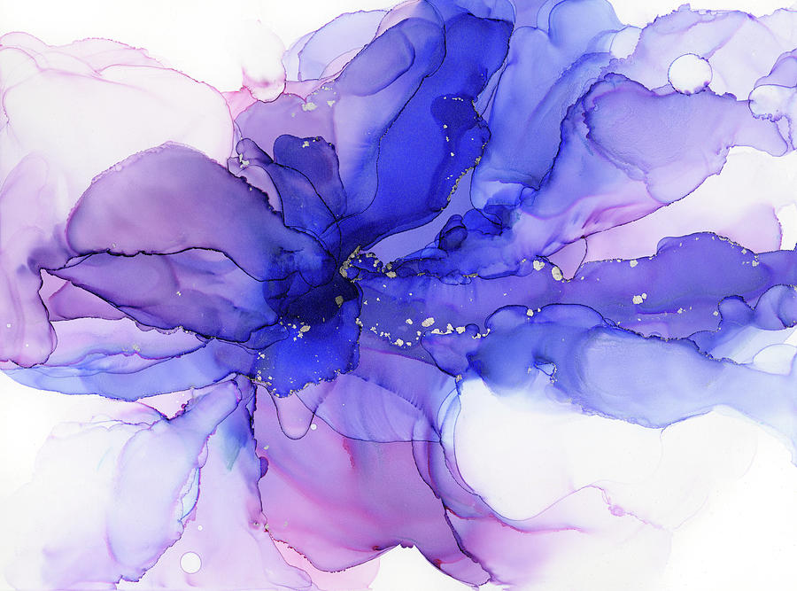 Abstract Painting - Ethereal Flower Abstract Ink by Olga Shvartsur