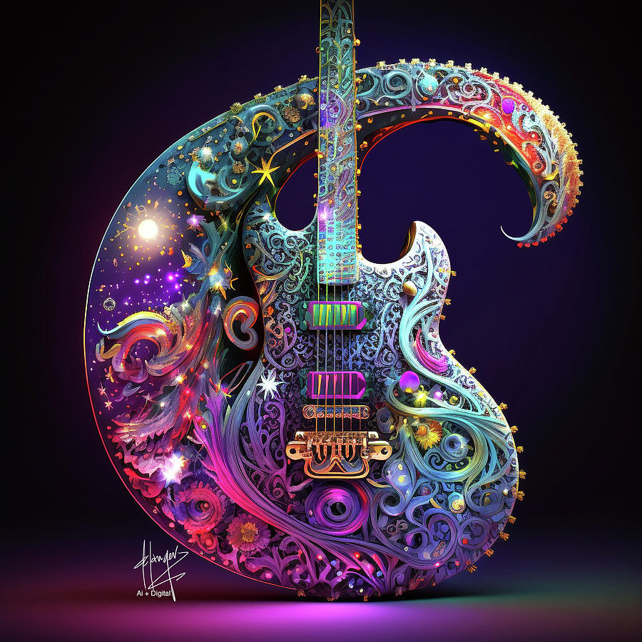 Ethereal Guitar 5 Digital Art by DC Langer