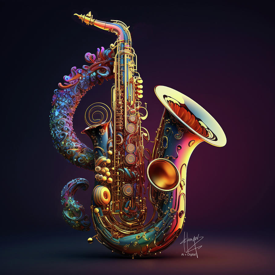 Ethereal Saxophone 1 Digital Art by DC Langer