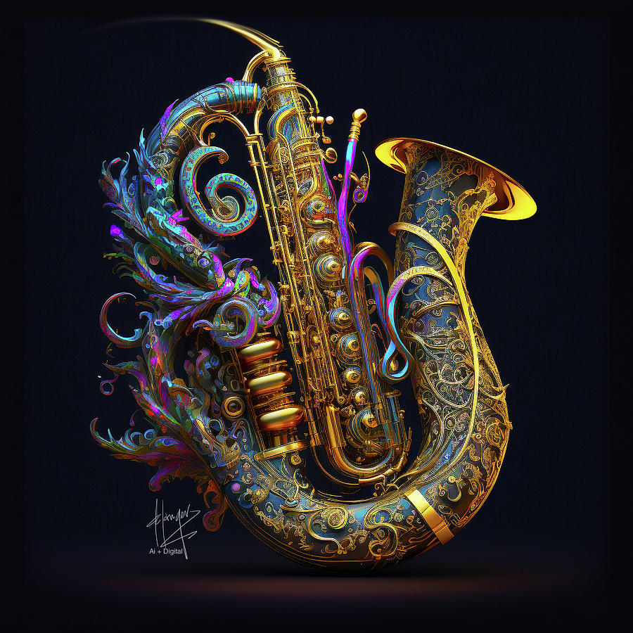 Ethereal Saxophone 2 Digital Art by DC Langer