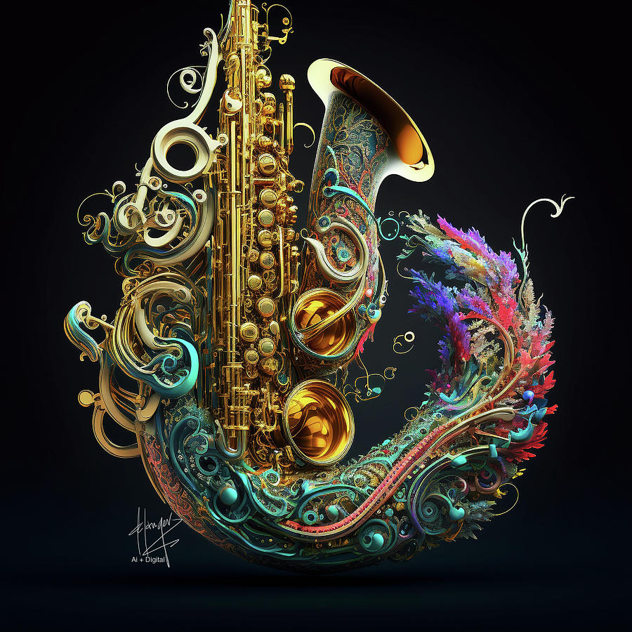 Ethereal Saxophone 3 Digital Art by DC Langer