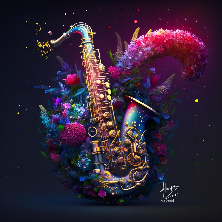 Ethereal Saxophone 4 Digital Art by DC Langer
