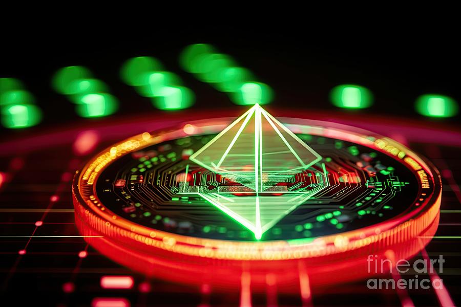 Ethereum volatility with red and green lights Digital Art by Benny Marty