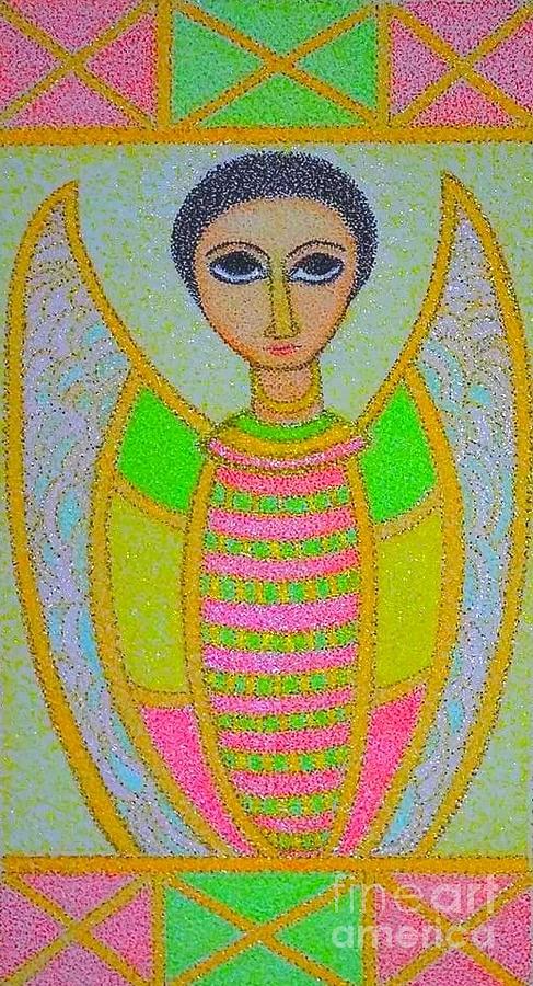 Ethiopian  Orthodox Angel Painting by Assumpta Tafari Tafrow Neo-Impressionist Works on Paper