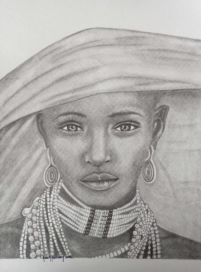 Ethiopian Woman Drawing by Amie M Hanusosky - Fine Art America