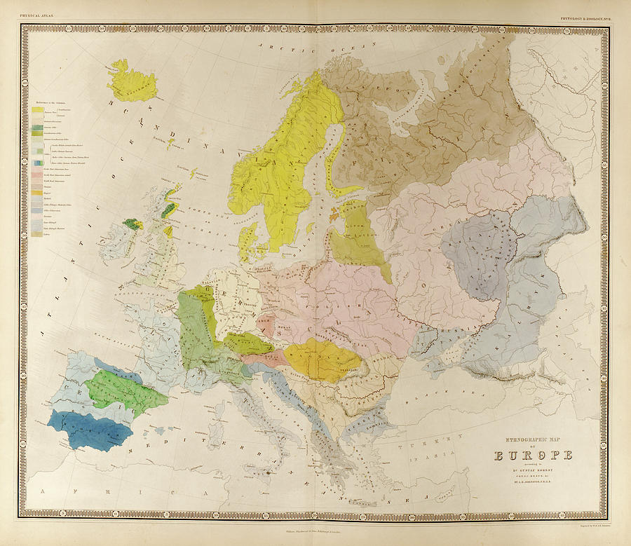 Map Drawing - Ethnographic Map of Europe by Vintage Maps