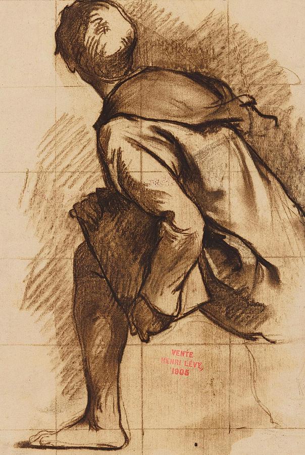 Etude dun moine de dos Drawing by Henri Leopold Levy French Fine Art