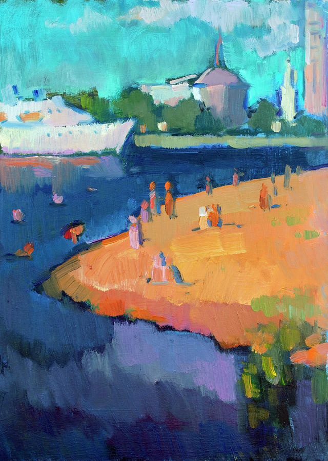 Beach Painting - Etude, Kipsala Beach, Riga - VBP190602 by Vera Bondare