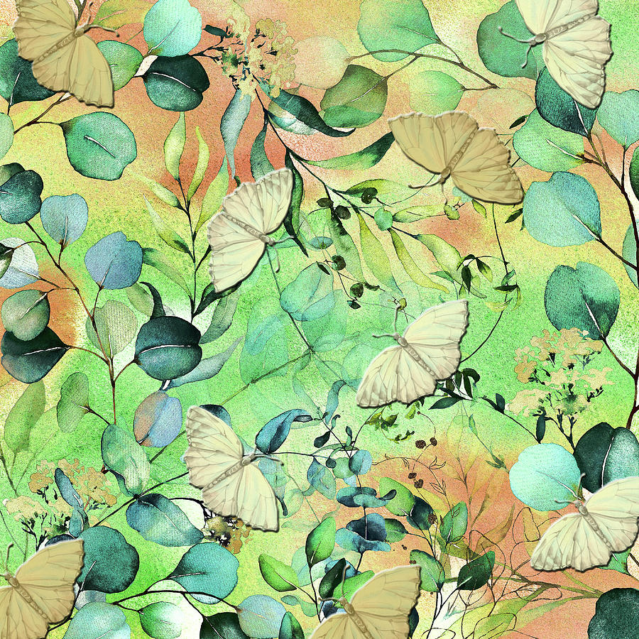 Eucalyptus And Butterflies Digital Art by HH Photography of Florida