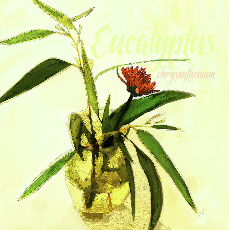 Eucalyptus and Chrysanthemums Digital Art by Gina Harrison