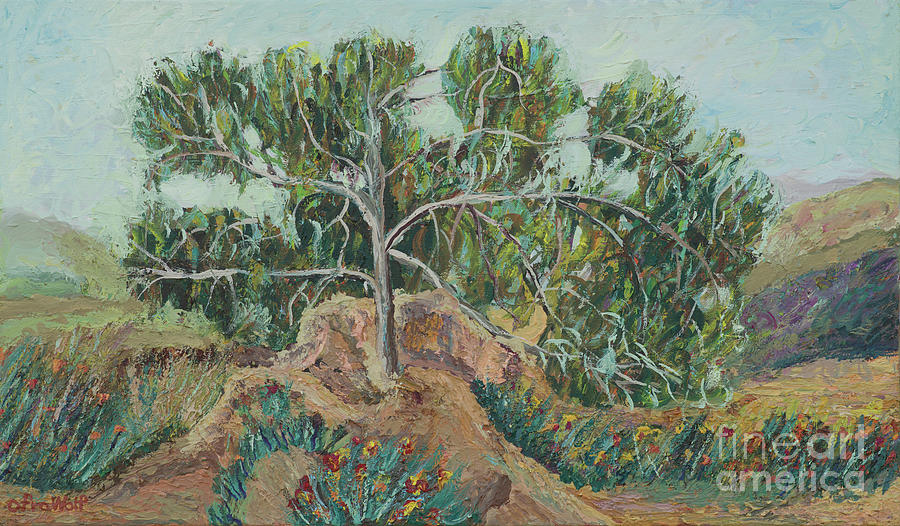 Eucalyptus in the hidden corner Painting by Ofra Wolf