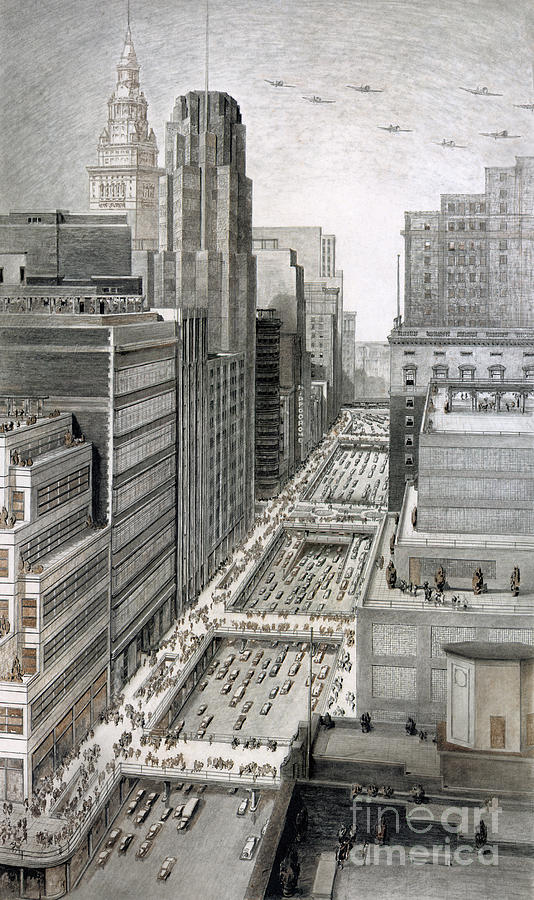 Euclid Avenue, 1930 Drawing by Henry Wilbur Adams