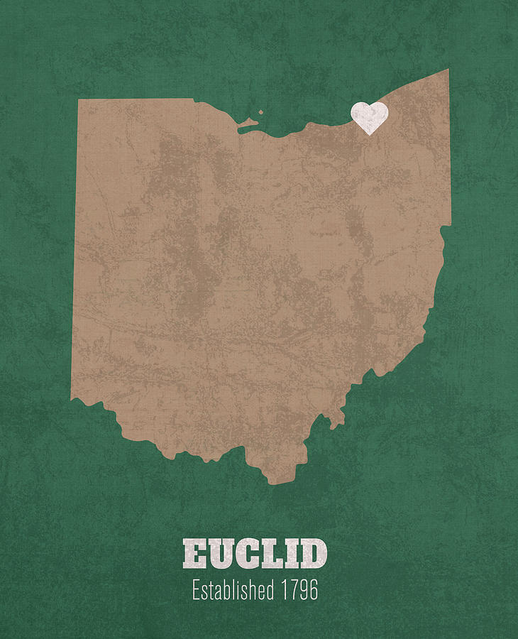 Euclid Ohio City Map Founded 1796 University of Ohio Color Palette