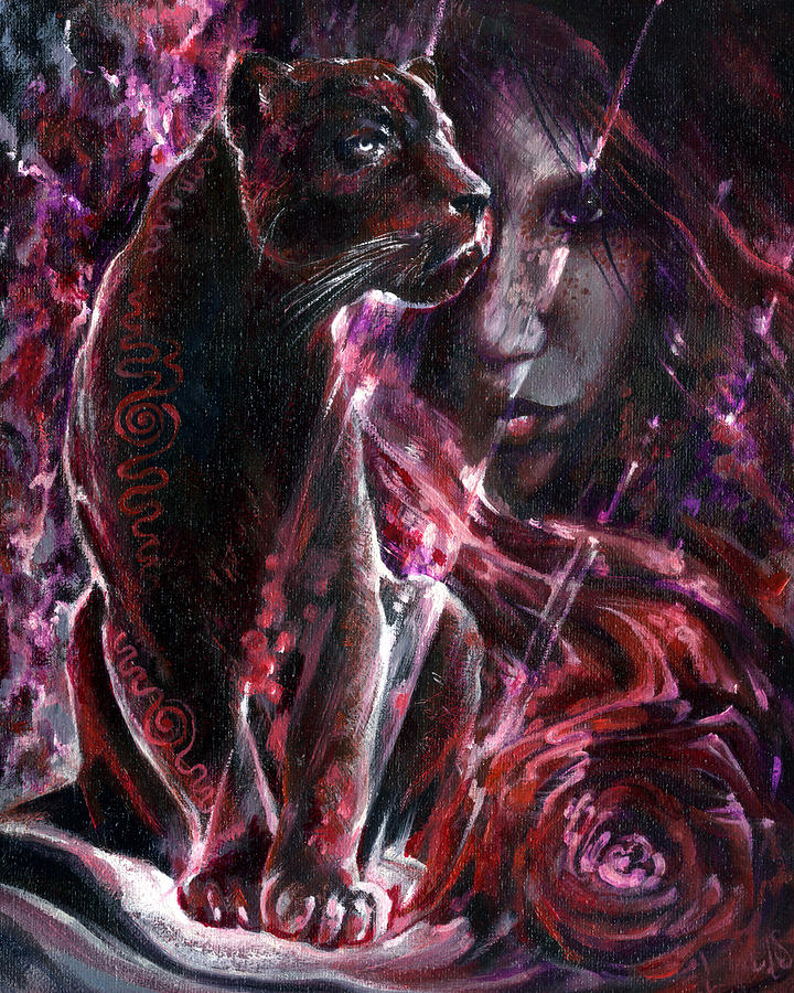 Panther Painting - Eudialyte or Astarte. Soul of the Stone series. by Lala Lotos