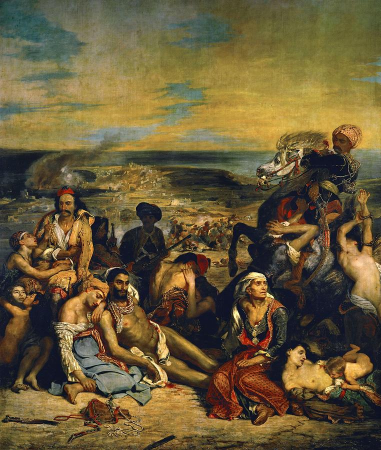Eugene Delacroix / The Massacre at Chios, 1824, Oil on canvas, 417 x 354 cm. Painting by Eugene Delacroix -1798-1863- Eugene Delacroix / The Massacre at Chios, 1824, Oil on canvas, 417 x 354 cm. Painting by Eugene Delacroix -1798-1863-