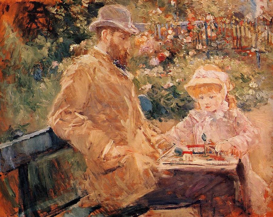 Eugene Manet and His Daughter at Bougival Painting by MotionAge Designs