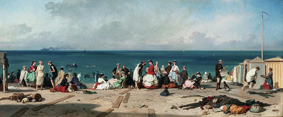 Eugene Modeste Edmond Le Poittevin Paris 1806  1870 Bathing In Etretat Painting