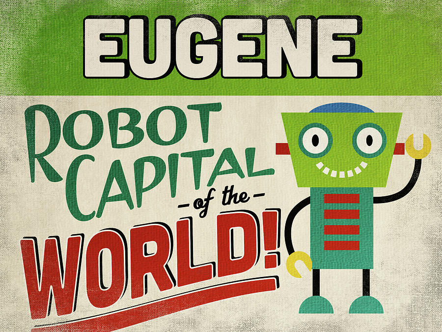Eugene Digital Art - Eugene Oregon Robot Capital by Flo Karp