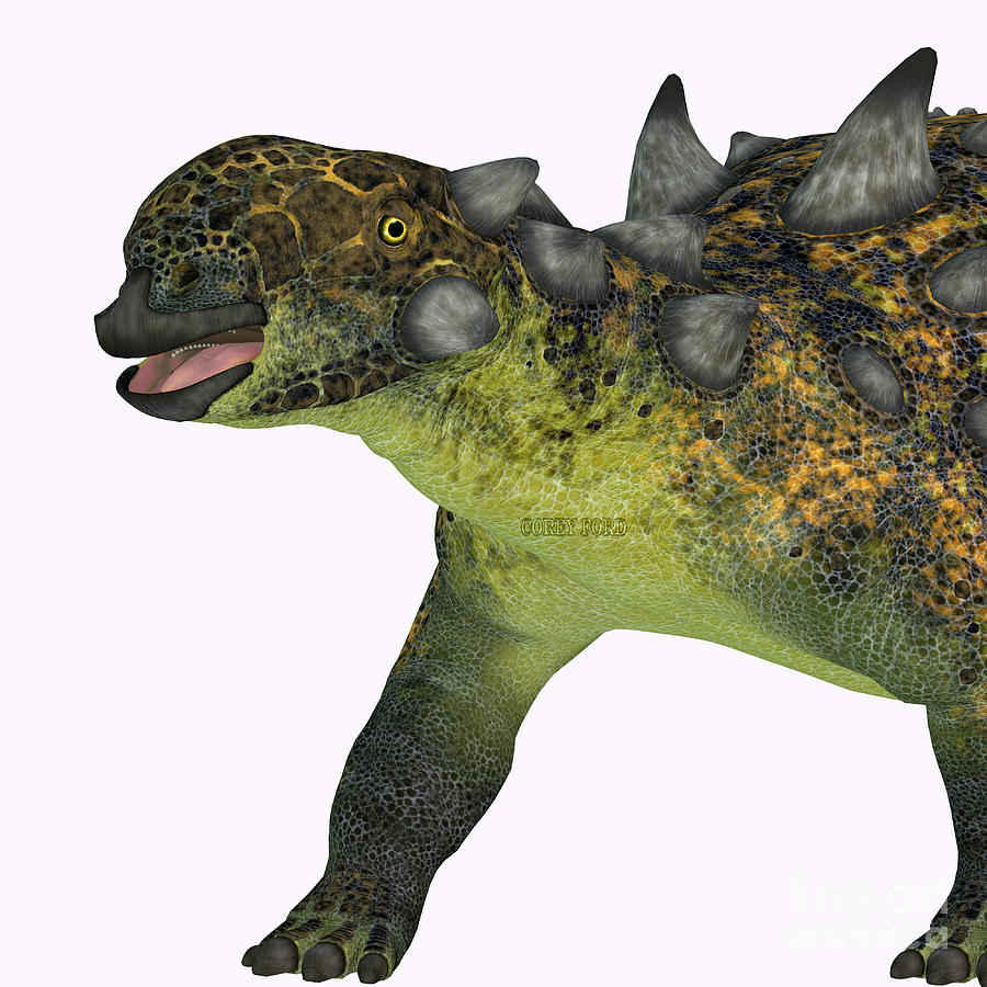 Euoplocephalus Dinosaur Head Digital Art by Corey Ford