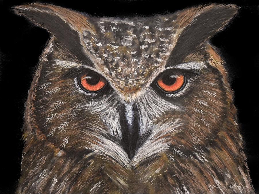 Eurasian Eagle Owl Pastel Drawing Pastel by Melissa Bittinger
