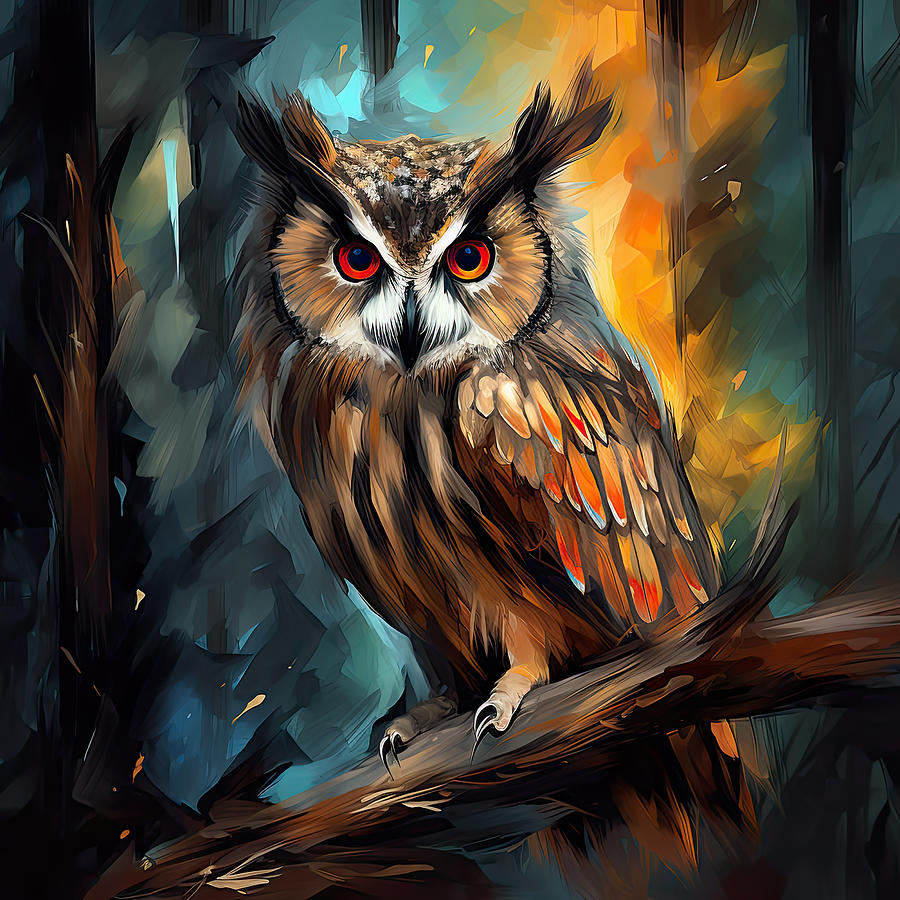 Eurasian Owl Look Painting by Lourry Legarde