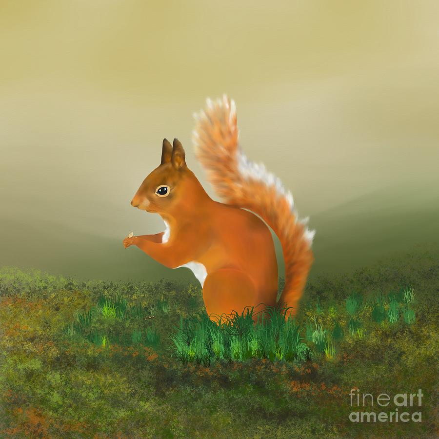 Eurasian Red Squirrel Digital Art by Yvonne Johnstone