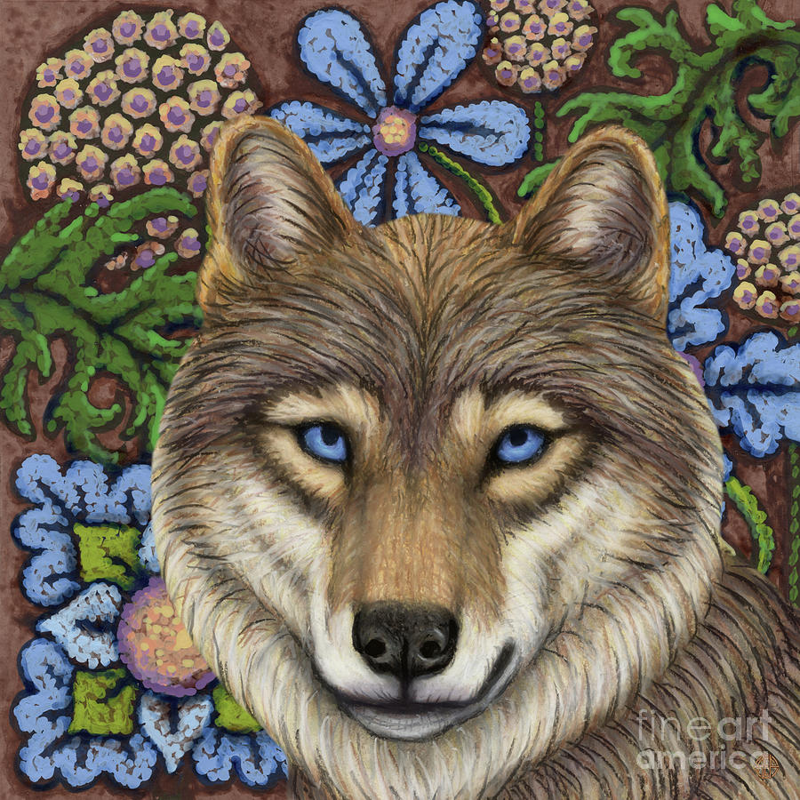 Eurasian Wolf Botanical  Painting by Amy E Fraser