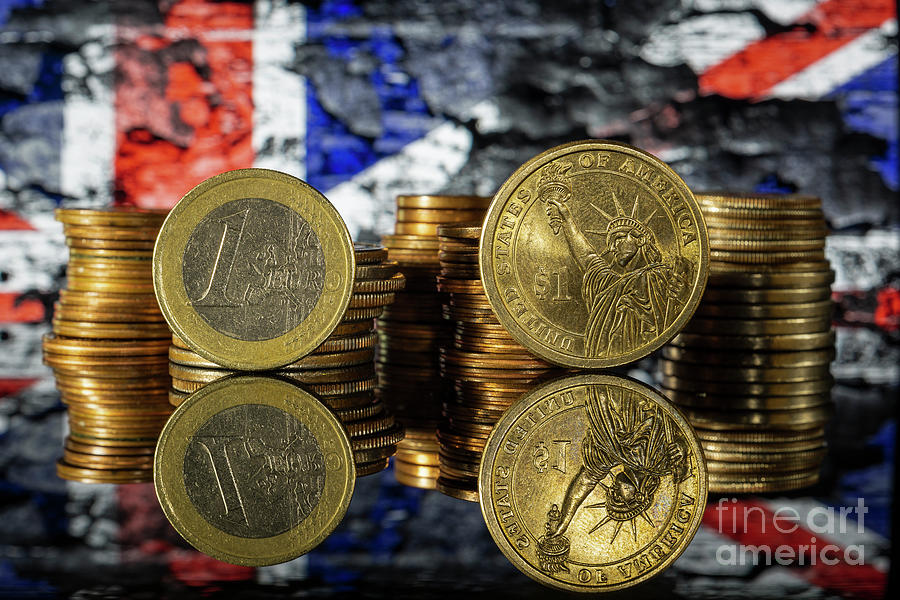 Euro Dollar Exchange Rate Parity UK Britain British Flag Union Jack Background Macro Photograph by Pablo Avanzini