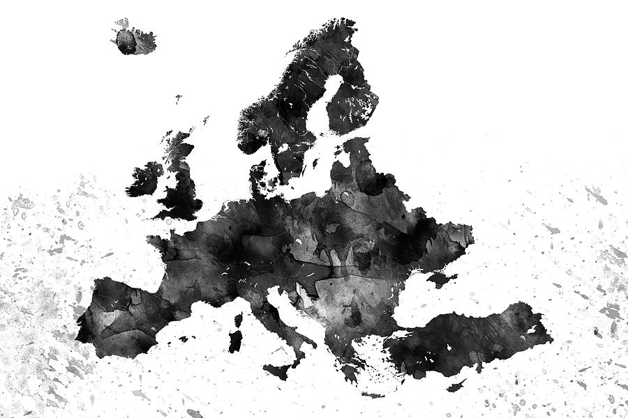 Europe Map Black White Digital Art by Chara - Fine Art America