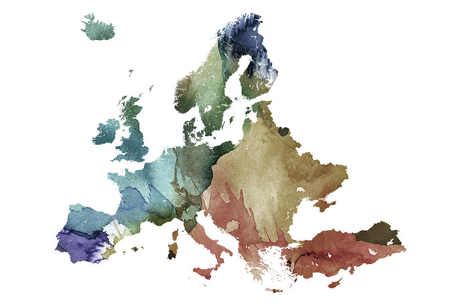 Europe Map Brownish Digital Art by Chara | Pixels