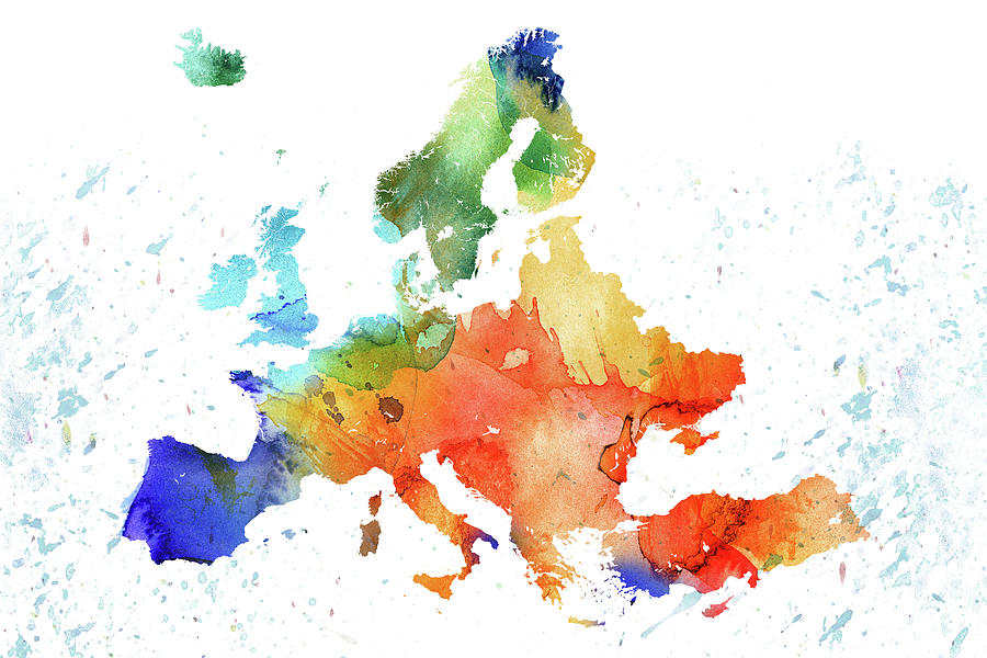 Europe Map Colorful Drops Digital Art by Chara - Fine Art America