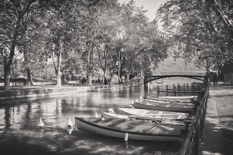 European Canal Scenes Annecy France Vintage Photograph by Carol Japp