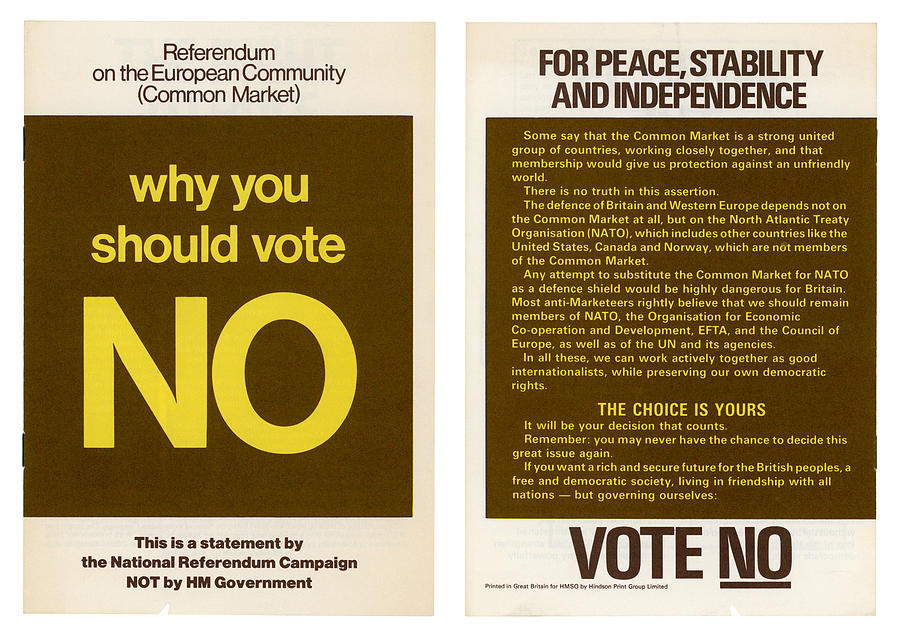 European Community British No vote campaign, 1975 Photograph by Whitemay