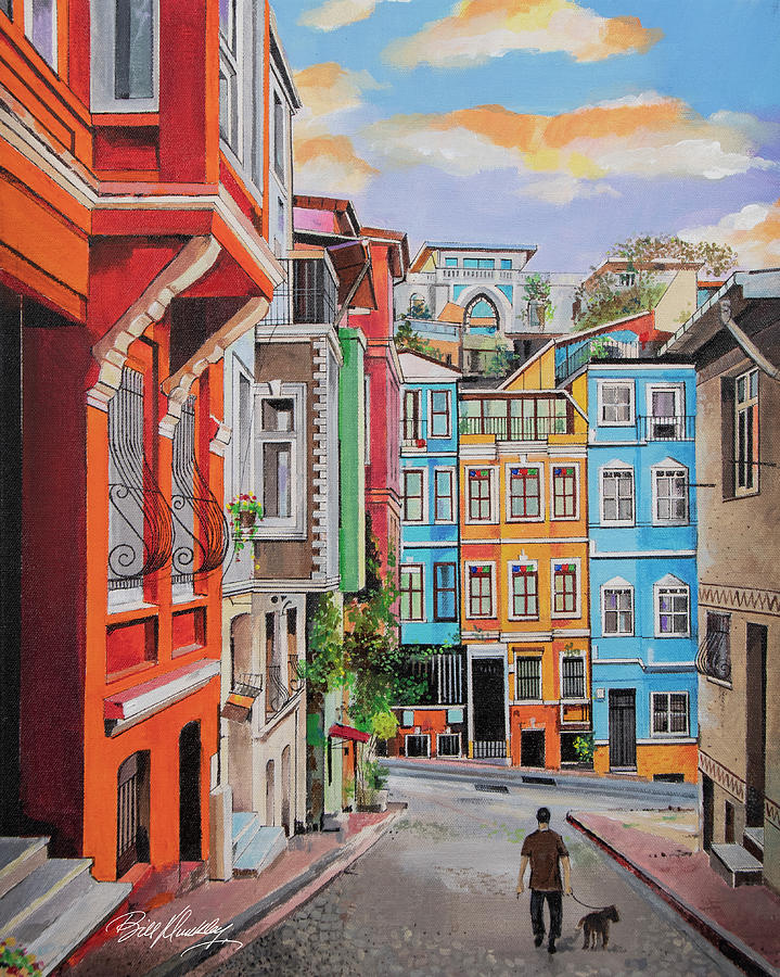 European Street Scene Painting by Bill Dunkley