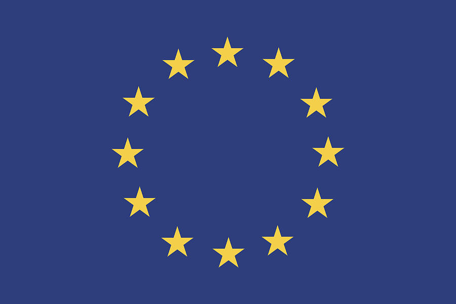 European Union flag with blue background and yellow stars Drawing by Kosmozoo
