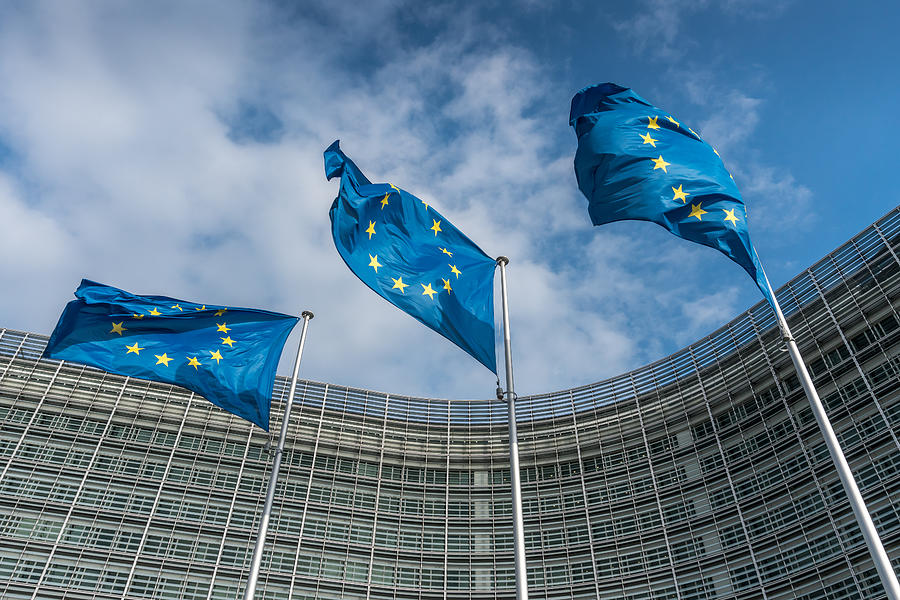 European Union flags at Berlaymont building Photograph by © Santiago Urquijo