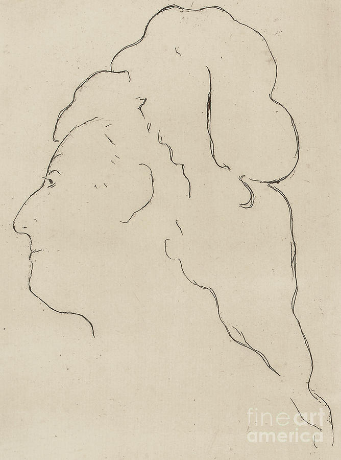 Eva Gonzales, profile turned to the left, 1870, etching Drawing by Edouard Manet