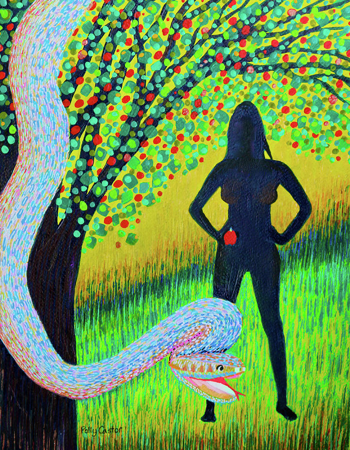 Eve and the Snake Painting by Polly Castor