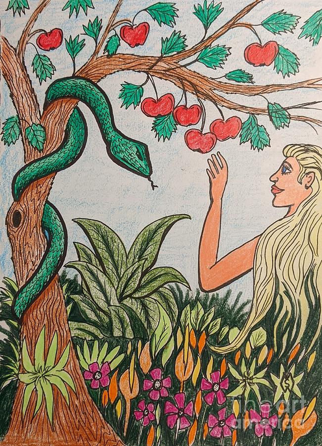 Eve in the Garden of Eden Drawing by Matt Starr | Pixels