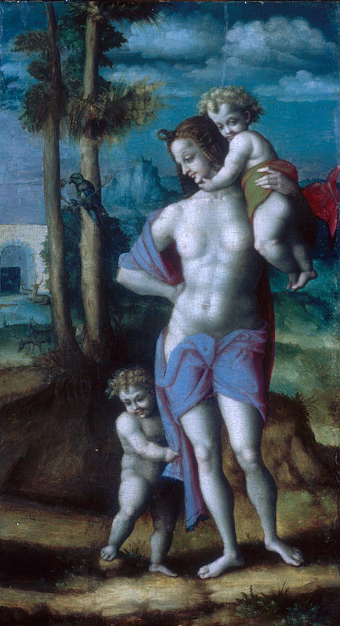 Francesco Painting - Eve with Cain and Abel  by Francesco Bacchiacca