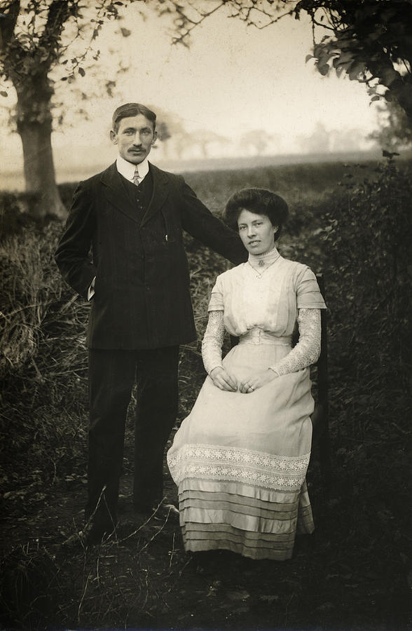 Even grandparents were young once - newlywed Edwardian couple Photograph by Whitemay